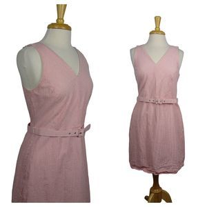 J. Crew Pink Sleeveless Belted Dress